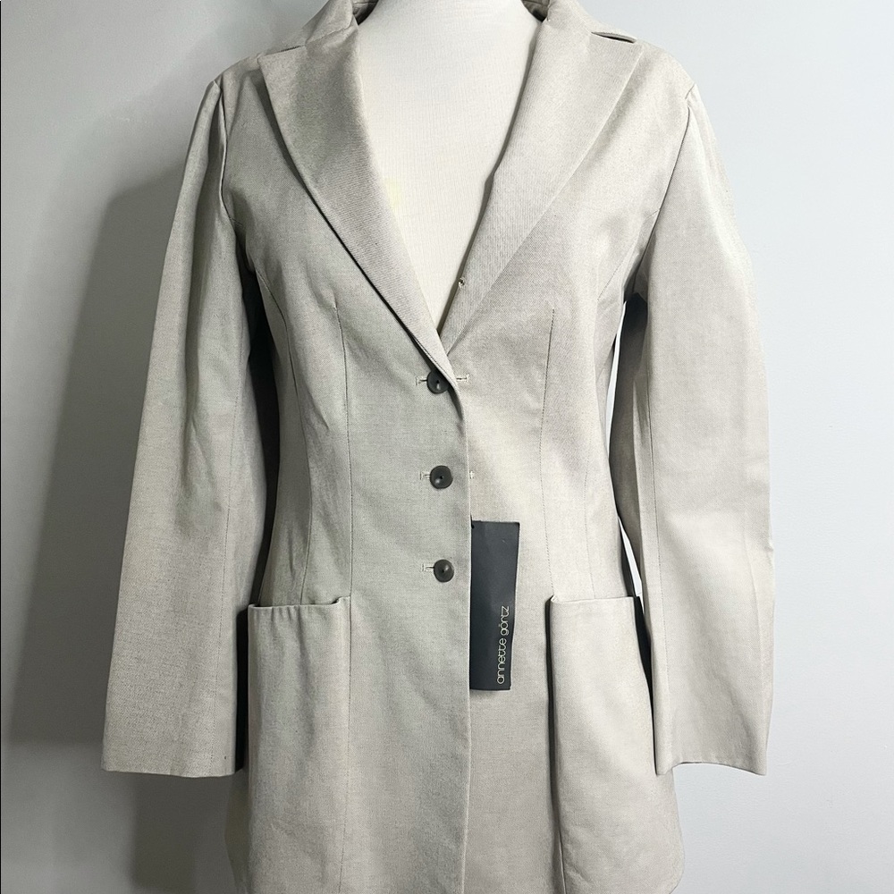 ANNETTE GORTZ Button Up Cotton Suit Jacket Blazer